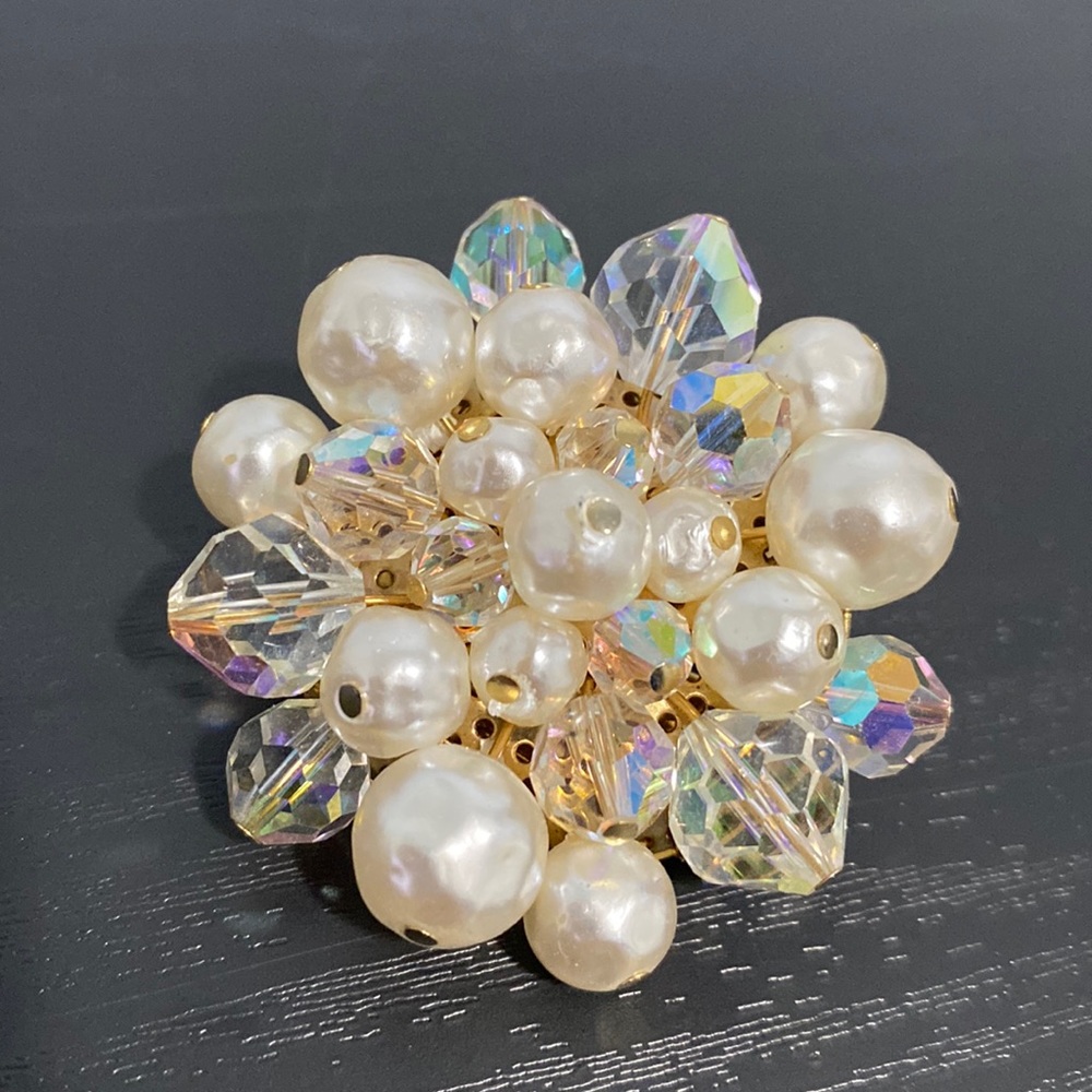 VTG Aurora Borealis Pearl Brooch